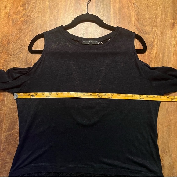 Generation Love x Revolve Martha Lace Cold Shoulder Top 100% Linen - Size Large - Picture 8 of 10